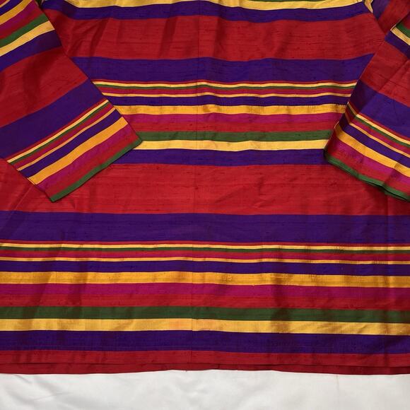 Chico’s Design 100% Silk Jacket Size 3 (XL) Red Purple Striped Button Top VTG - Picture 11 of 12